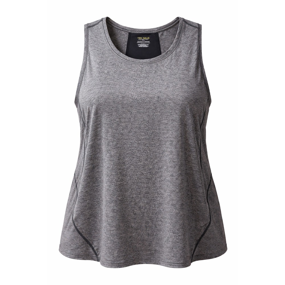 Tek Gear Tank Top‎ Womens 3X Plus Size Grey Mesh Back Activewear Workout Gear